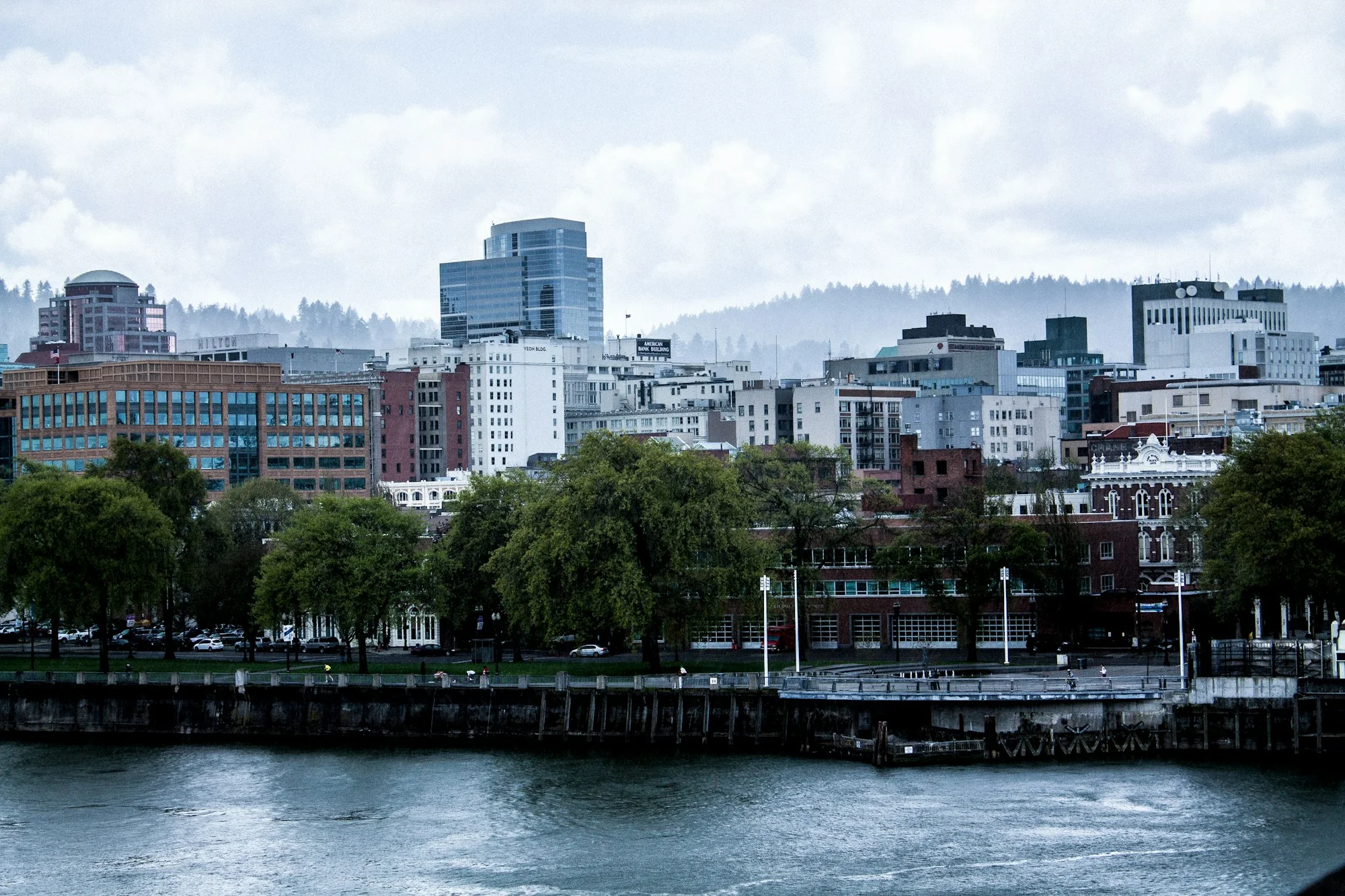Portland’s downtown skyline and waterfront along the Willamette River