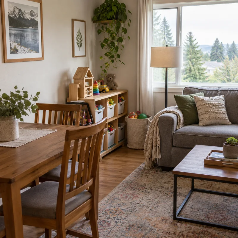 A compact family living room illustrating planning for more space