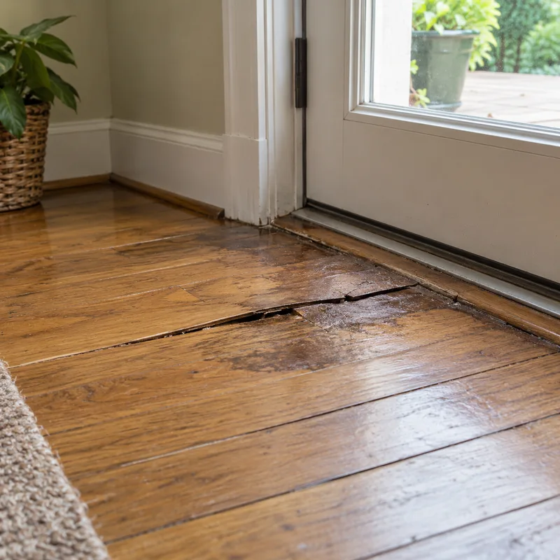 Worn floorboards illustrating a floor replacement project
